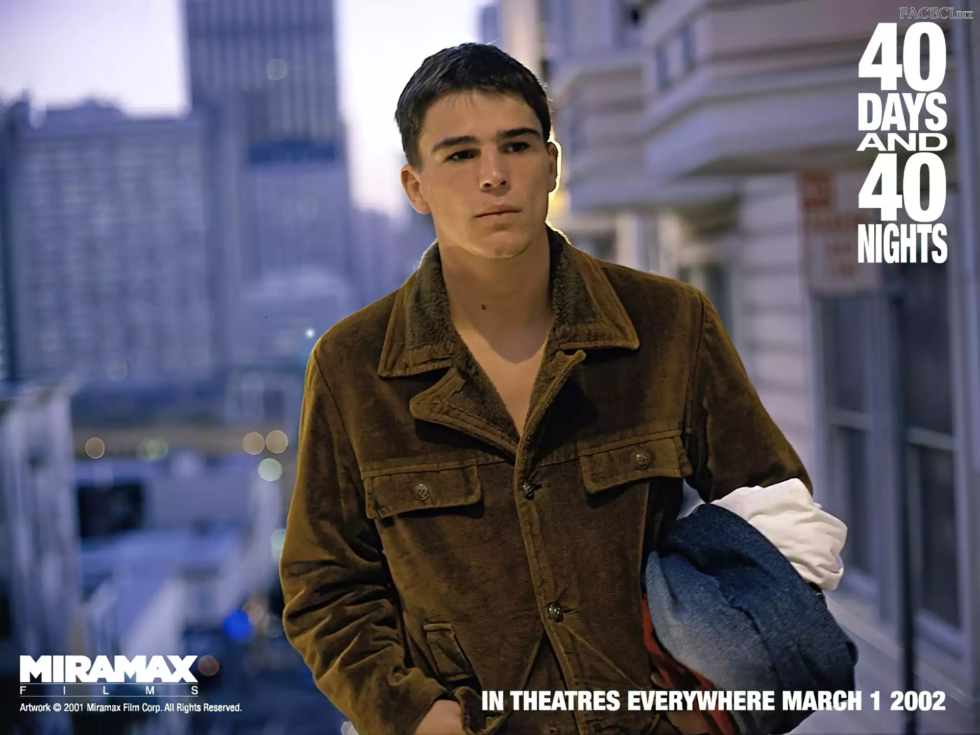 Josh Hartnett, brÄ…zowa kurtka
